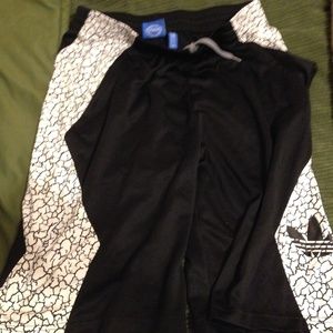 Adidas Black and Marbled Shorts M